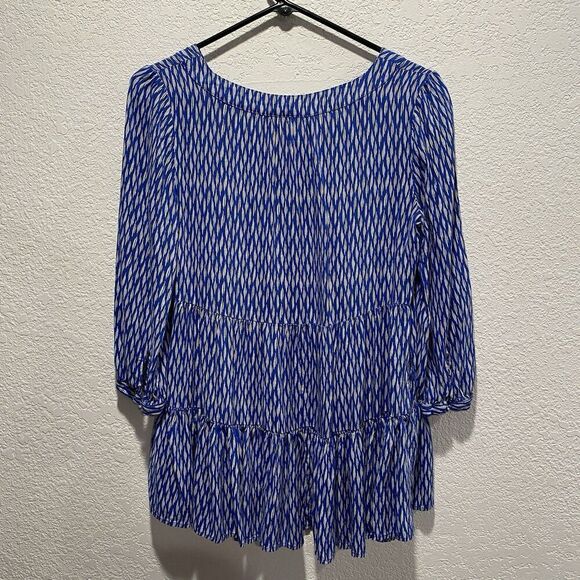 Maeve Anthropologie Lila Tunic Top Women’s XS Blue Tiered Pockets 3/4 Sleeve - Picture 9 of 9